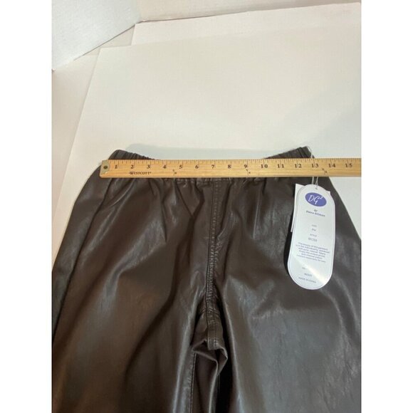 DG2 by Diane Gilman Brown Faux Leather Pants Elastic Waist Women's PM NWT - Picture 9 of 11